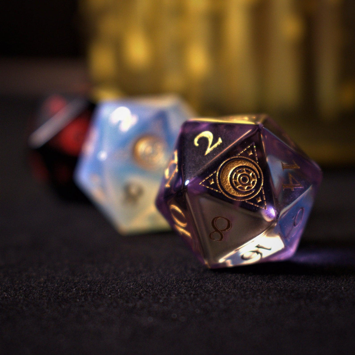 Pre-Order || Fabled Mark Purple Glass Dice Set
