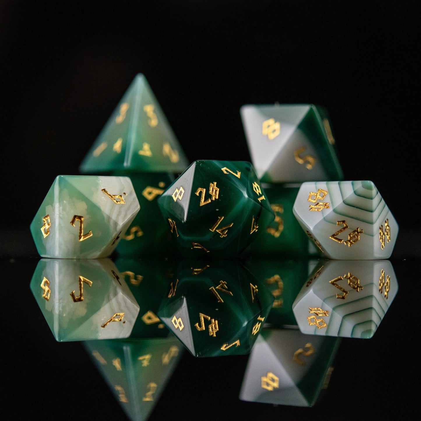 Pre-Order || Green Agate Stone Dice Set