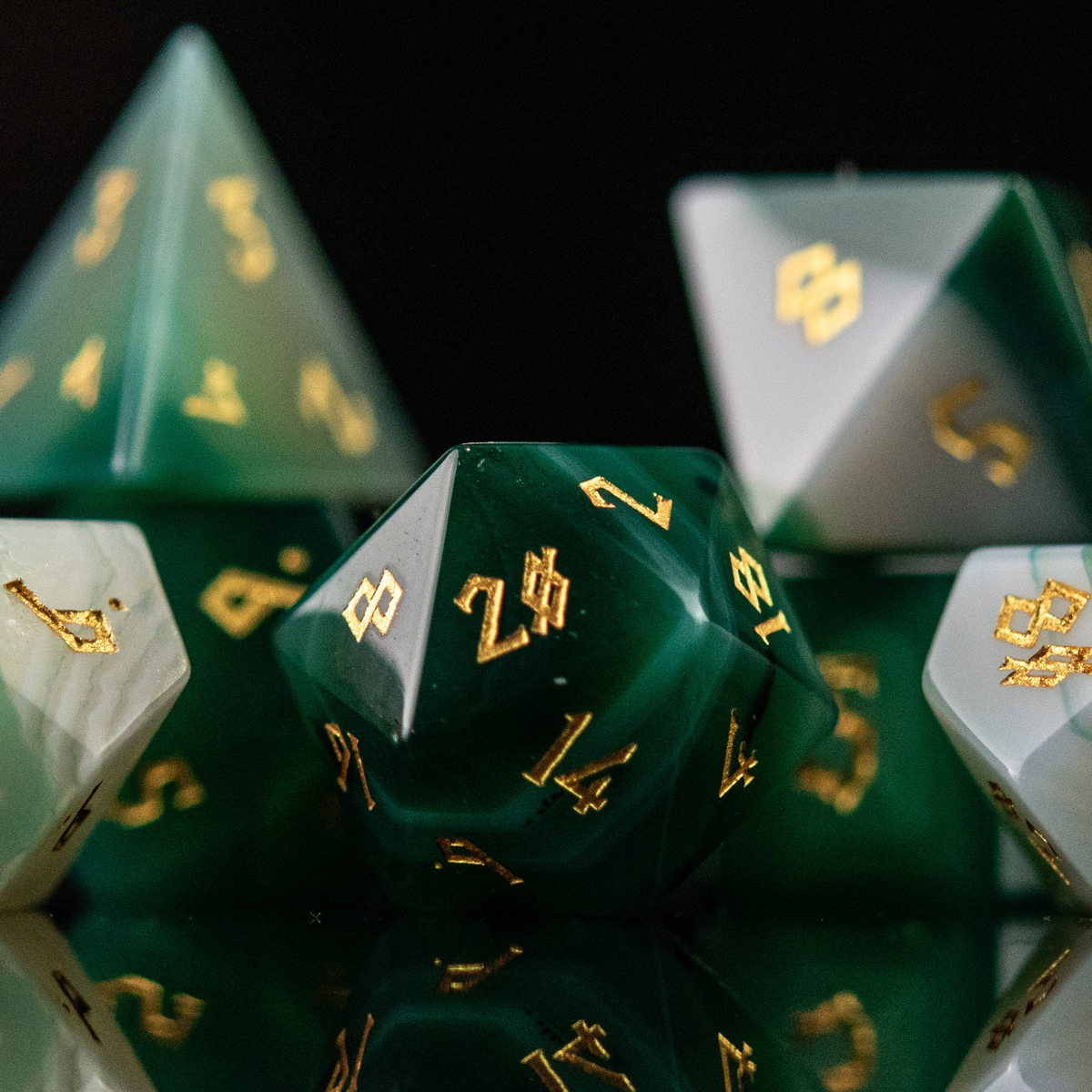 Pre-Order || Green Agate Stone Dice Set