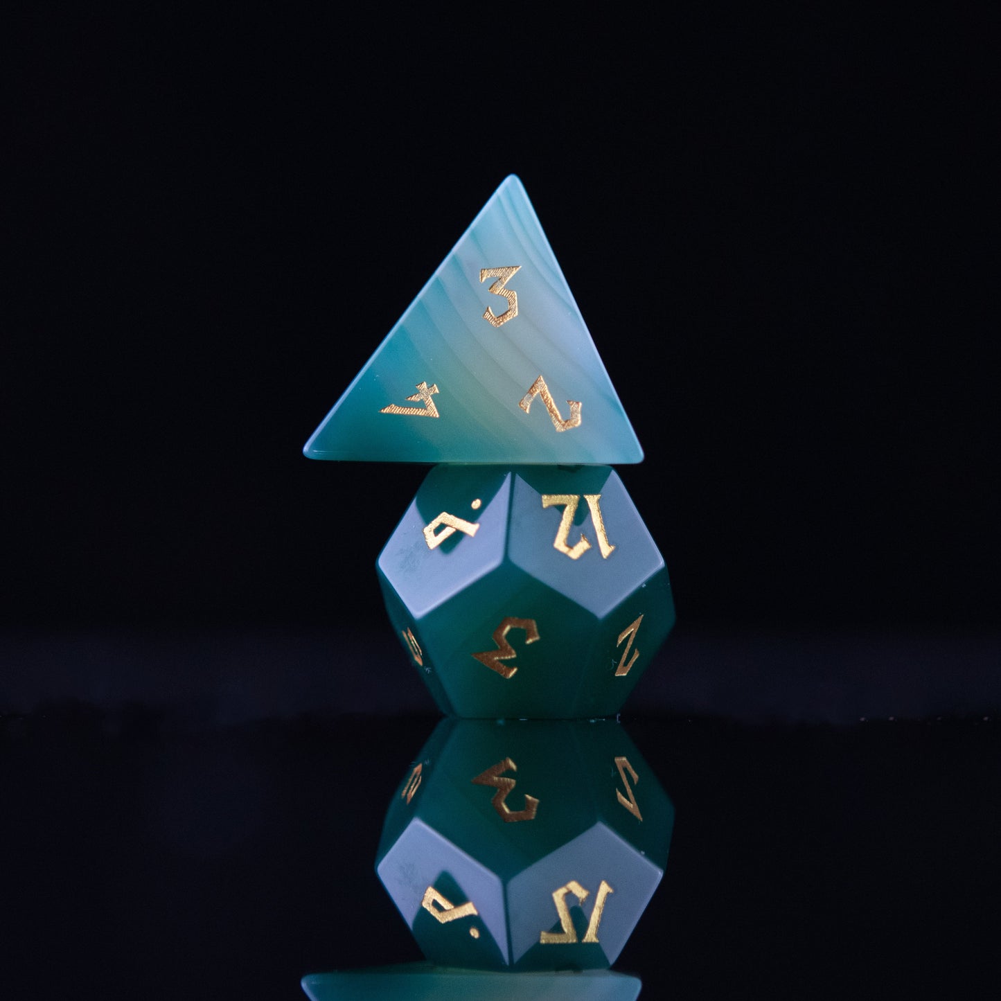 Pre-Order || Green Agate Stone Dice Set