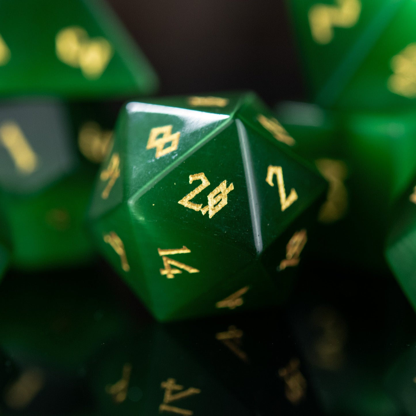 Pre-Order || Green Cat's Eye Stone Dice Set
