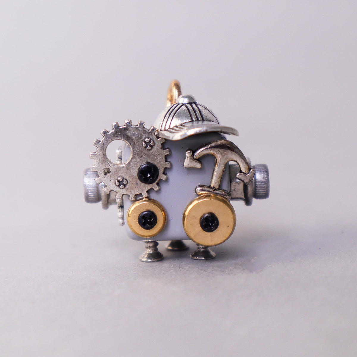 Handcrafted Wooden Bot Necklace, Keychain, or Mini Decor