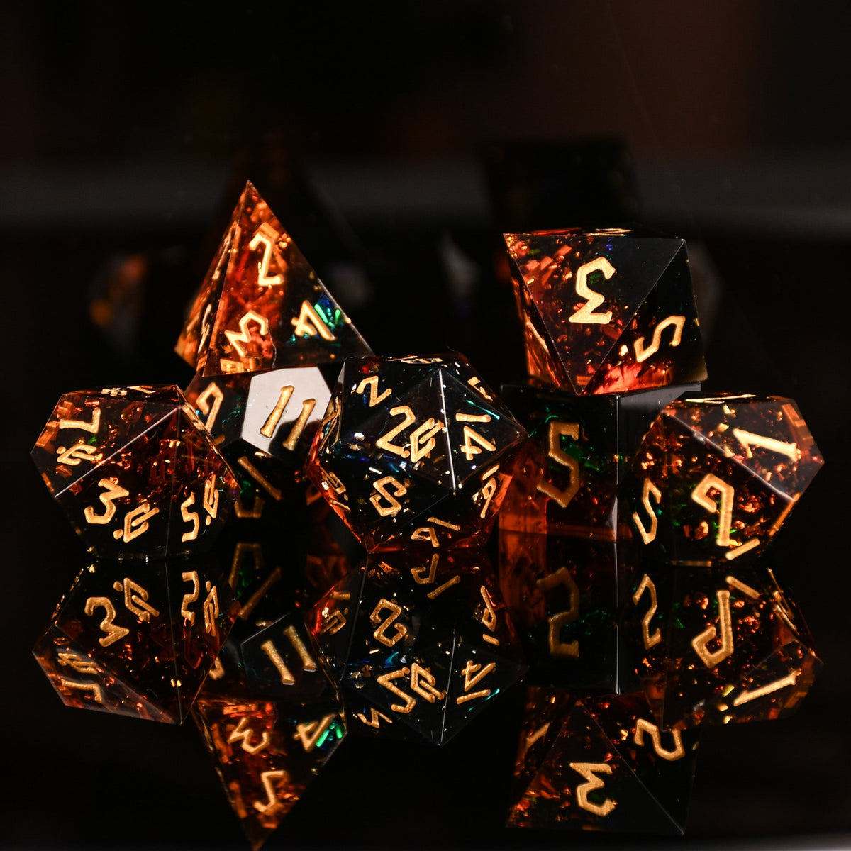 PRE-ORDER || Hellish Rebuke Sharp-Edged Resin Dice Set