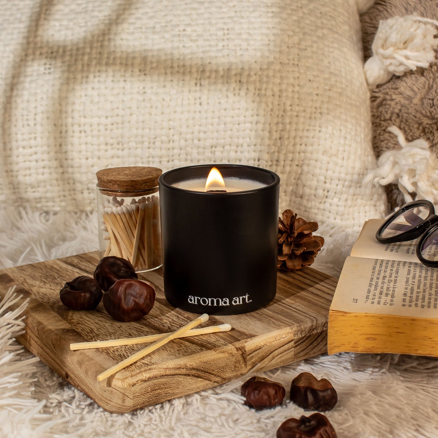 Hygge | Patchouli ~ Vanilla Chestnuts ~ Orange Blossoms| Crackling Wood Wick Gift Candle