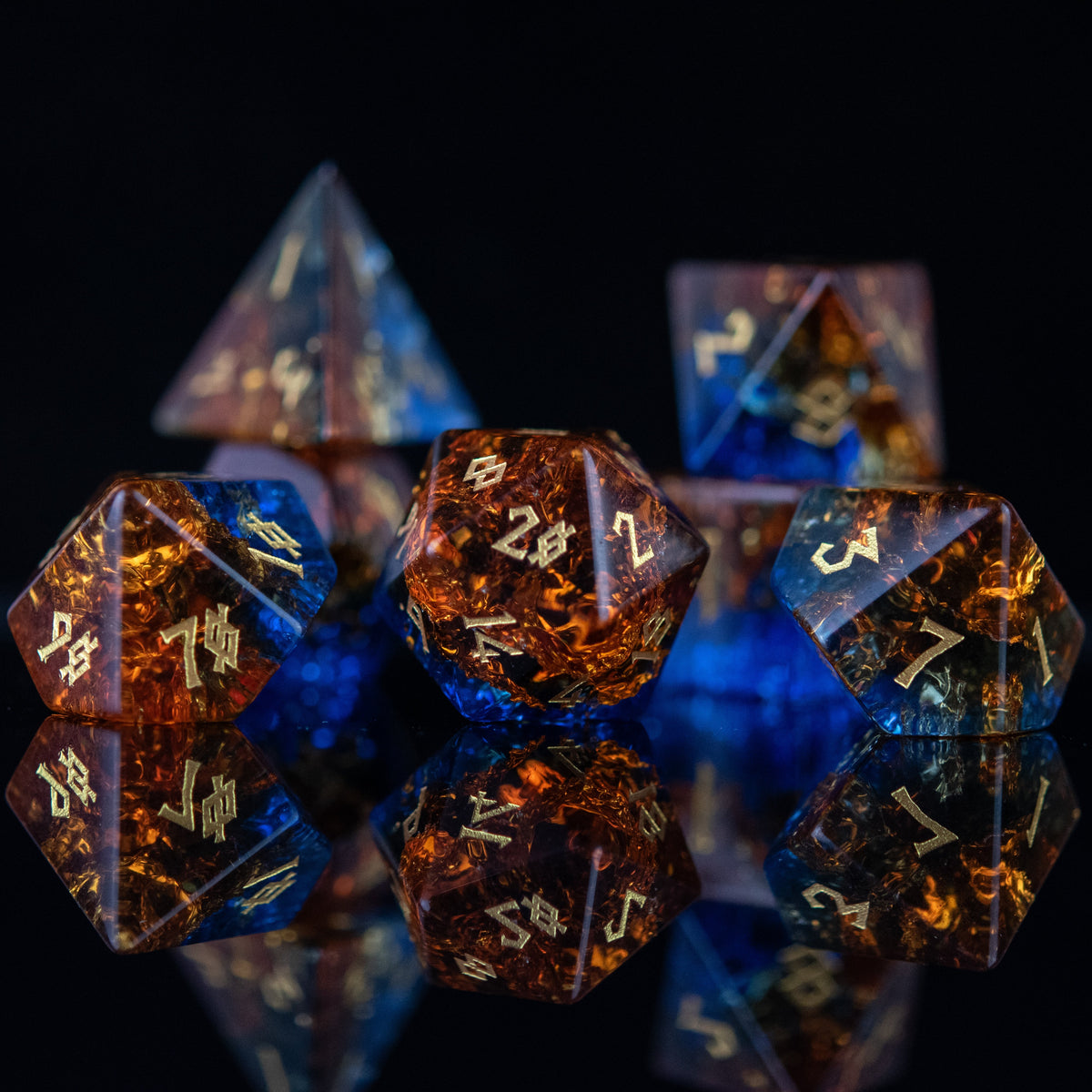 Pre-Order || Ice and Fire Shattered Glass Dice Set
