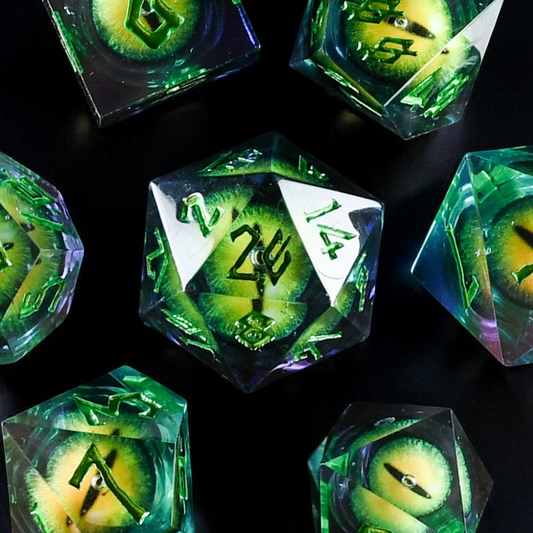Pre-Order || Jurassic Green Liquid Core Dice Set