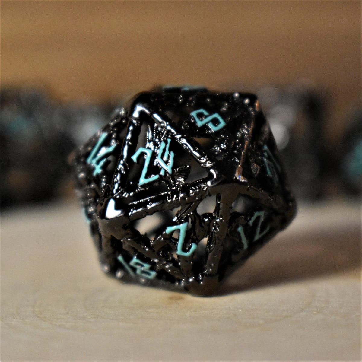 Pre-Order|| Legends of Valhalla - Black and Blue Hollow Metal Dice Set