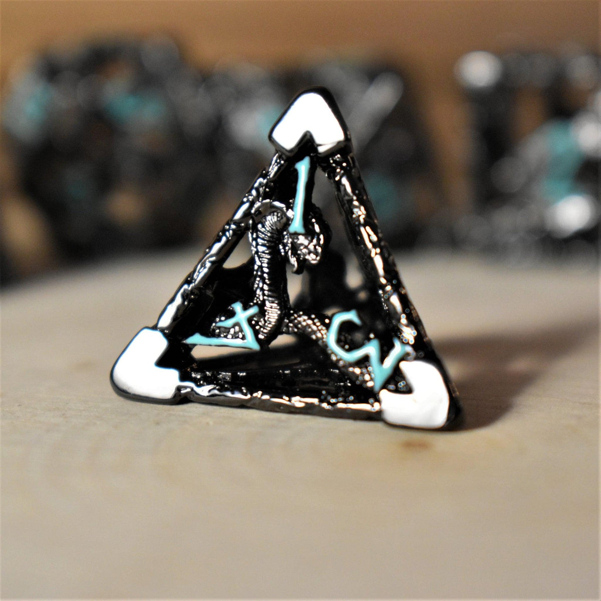 Pre-Order|| Legends of Valhalla - Black and Blue Hollow Metal Dice Set