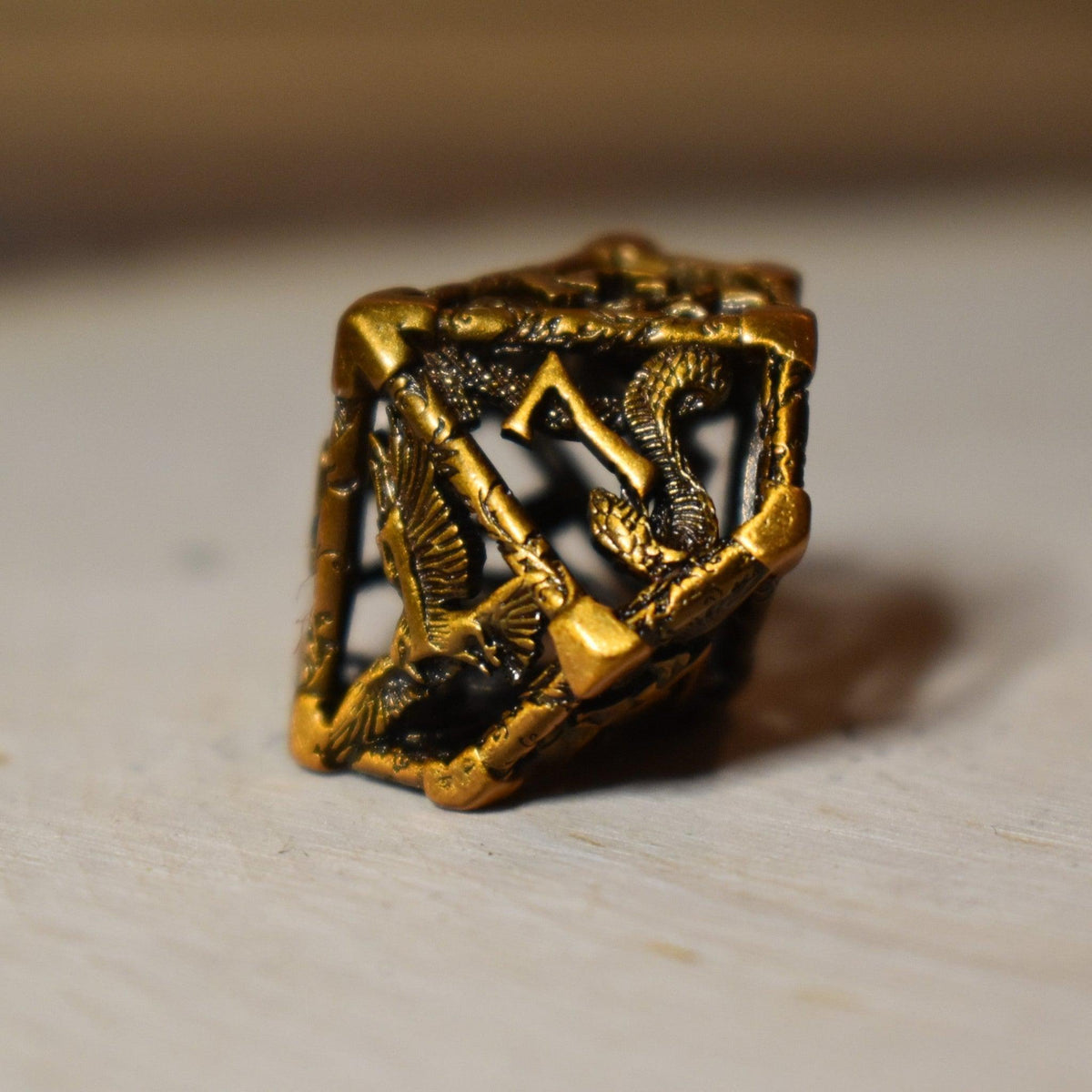 Pre-Order|| Legends of Valhalla - Golden Brass Hollow Metal Dice Set