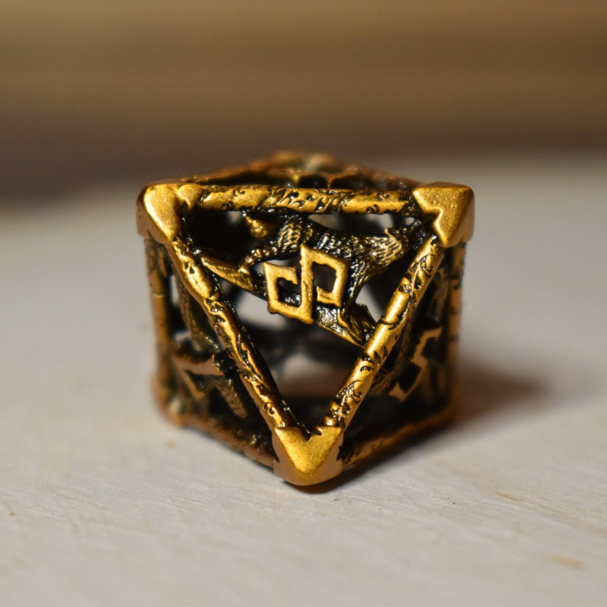 Pre-Order|| Legends of Valhalla - Golden Brass Hollow Metal Dice Set