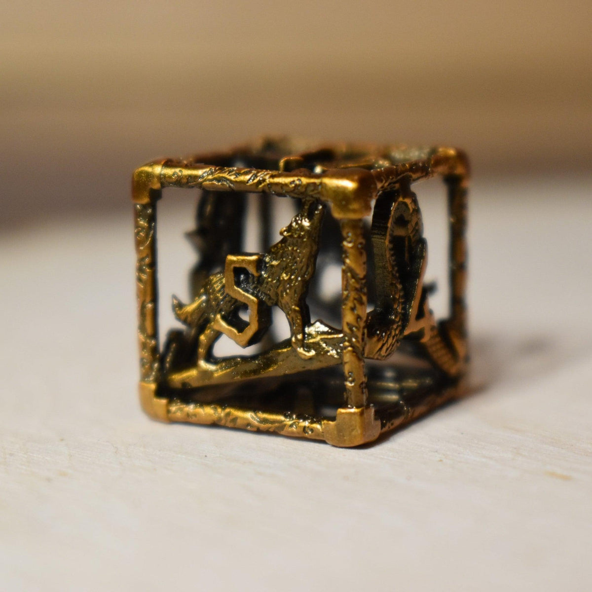 Pre-Order|| Legends of Valhalla - Golden Brass Hollow Metal Dice Set