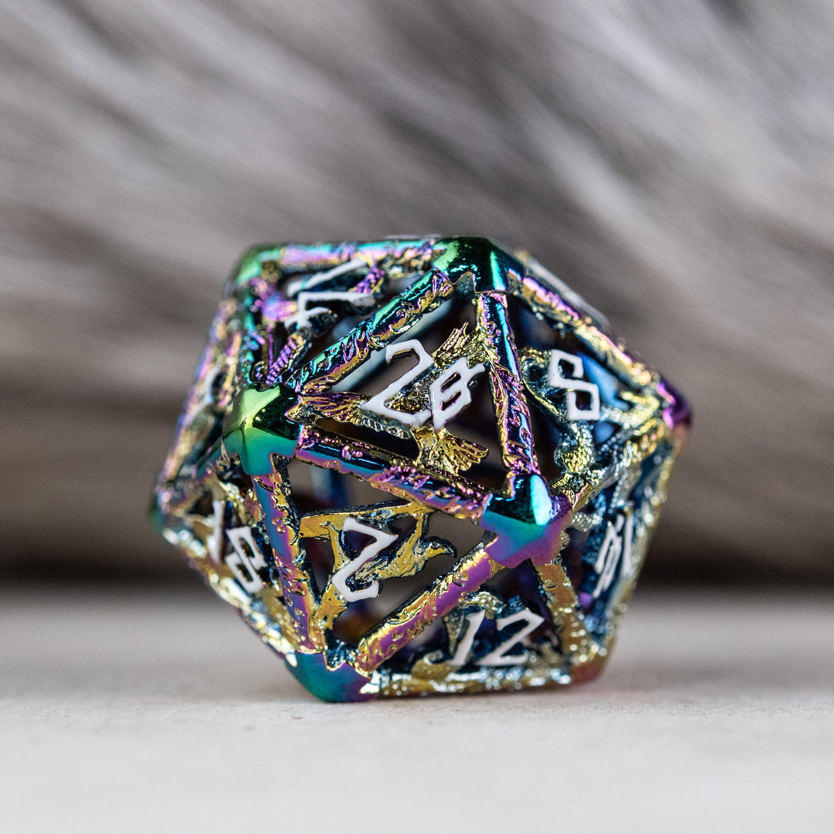Pre-Order|| Legends of Valhalla - Iridescent and White Hollow Metal Dice Set