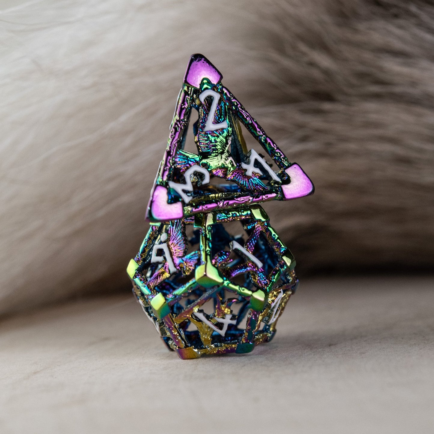 Pre-Order|| Legends of Valhalla - Iridescent and White Hollow Metal Dice Set