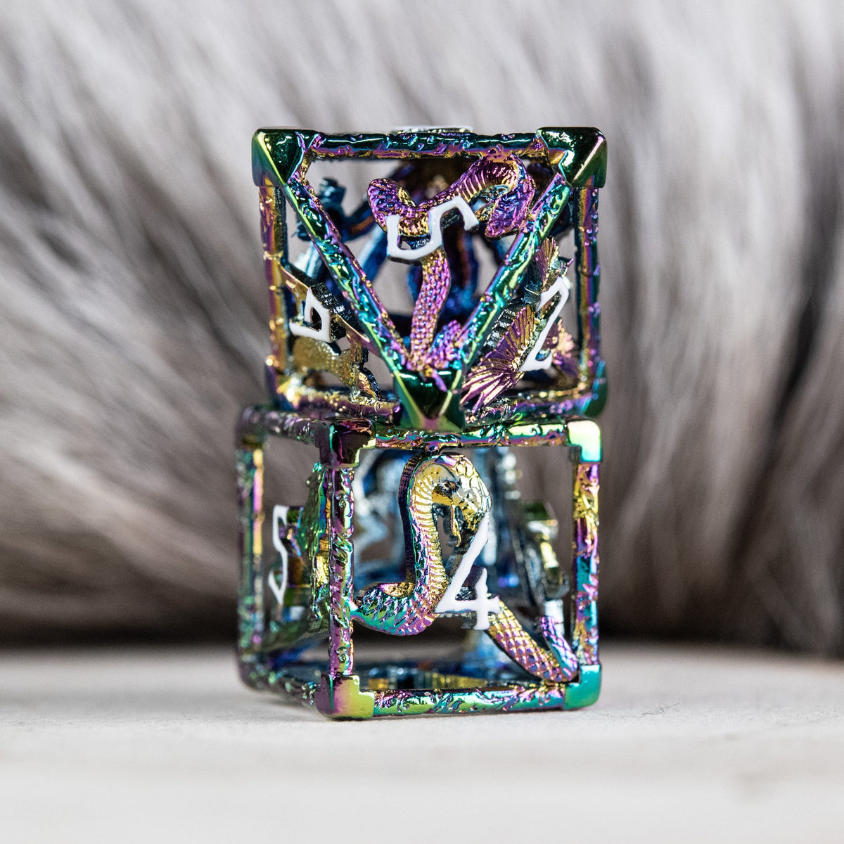Pre-Order|| Legends of Valhalla - Iridescent and White Hollow Metal Dice Set