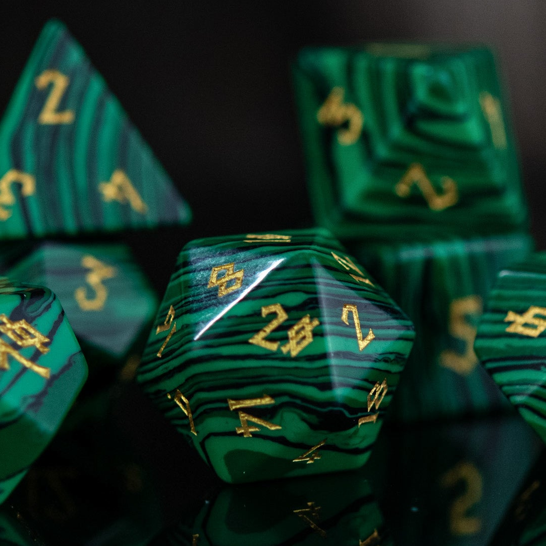 Pre-Order || Malachite Stone Dice Set