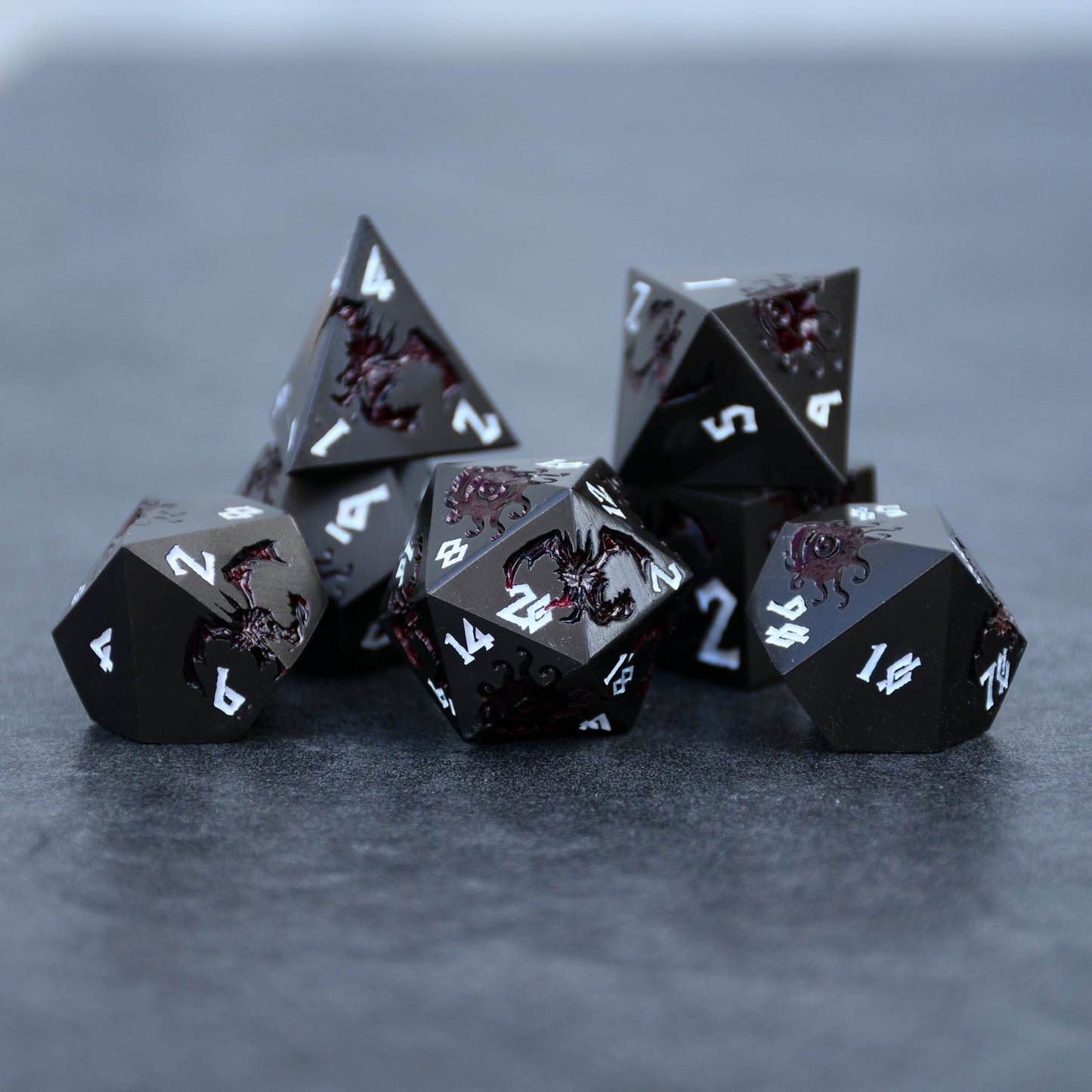 Pre-Order || Monster Manual Dice - Gunmetal and Crimson