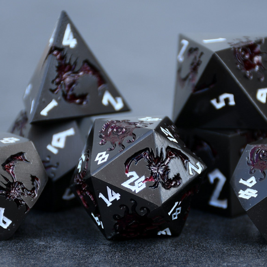 Pre-Order || Monster Manual Dice - Gunmetal and Crimson