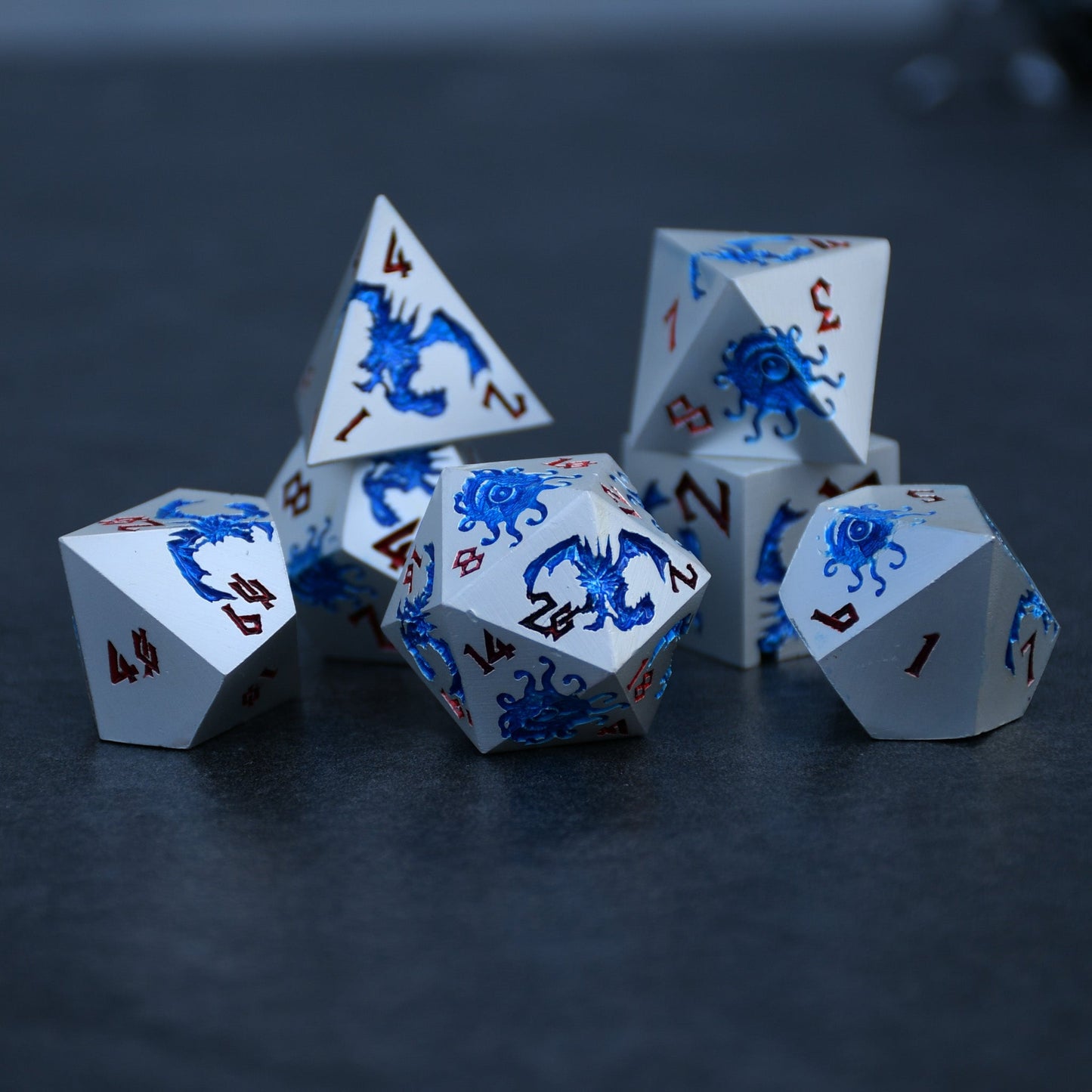 Pre-Order || Monster Manual Dice - Silver and Blue