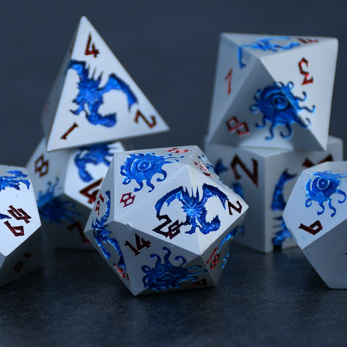 Pre-Order || Monster Manual Dice - Silver and Blue