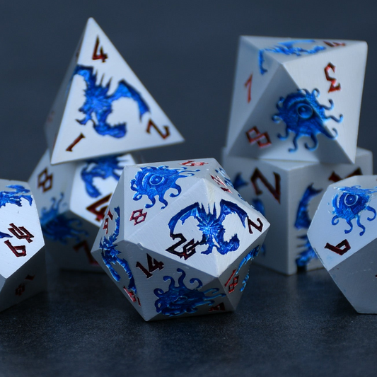 Pre-Order || Monster Manual Dice - Silver and Blue