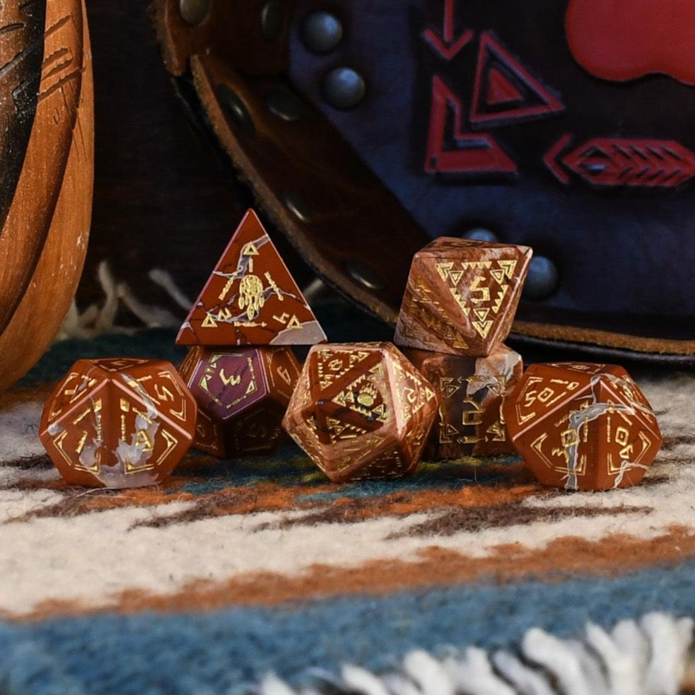 Pre-Order || Navajo Red Jasper Stone Dice Set