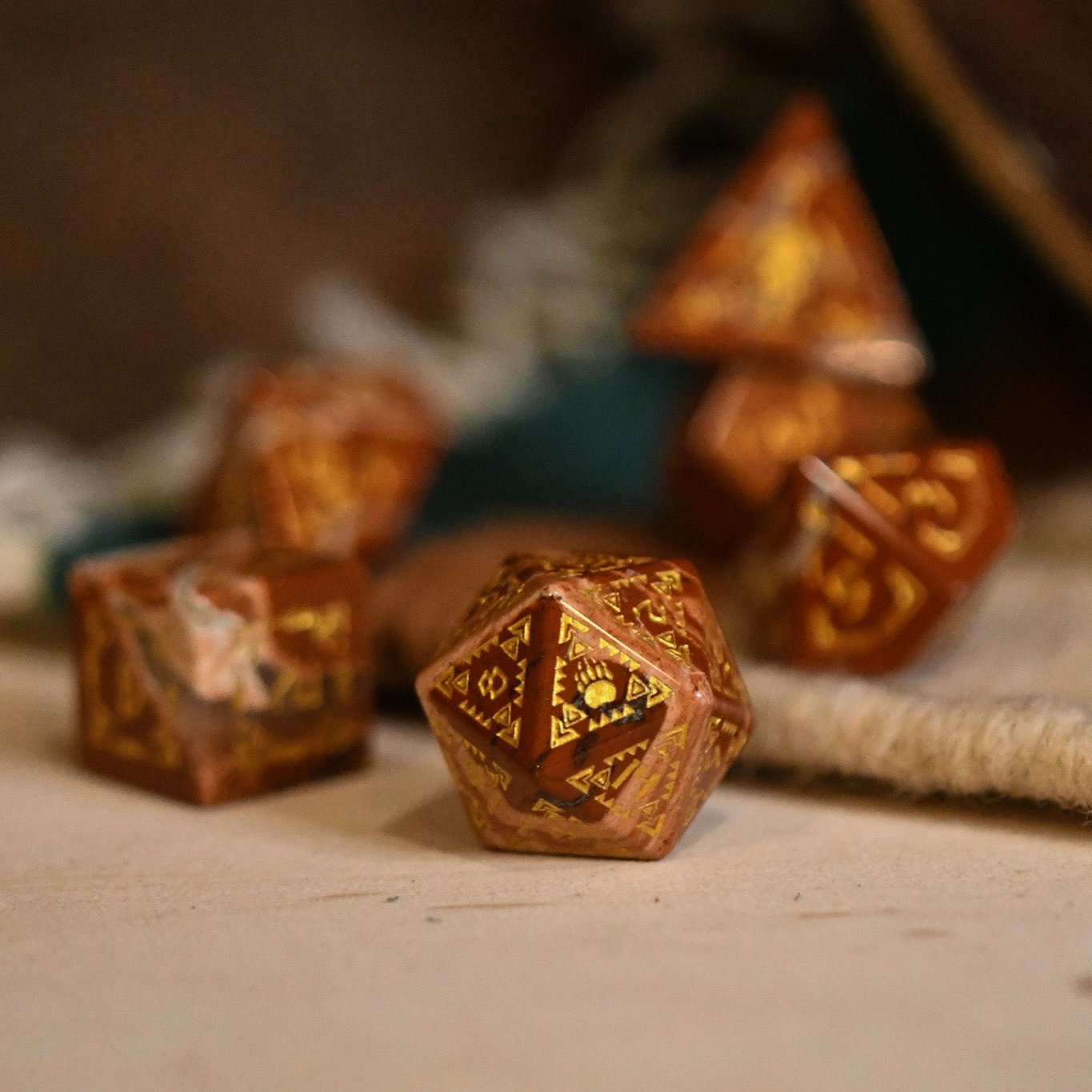 Pre-Order || Navajo Red Jasper Stone Dice Set