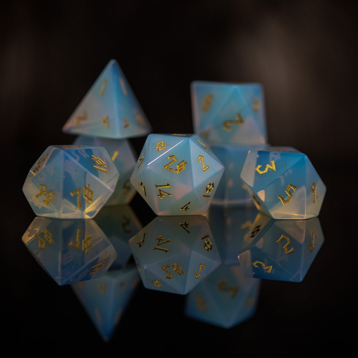 Pre-Order || Opalite Stone Dice Set