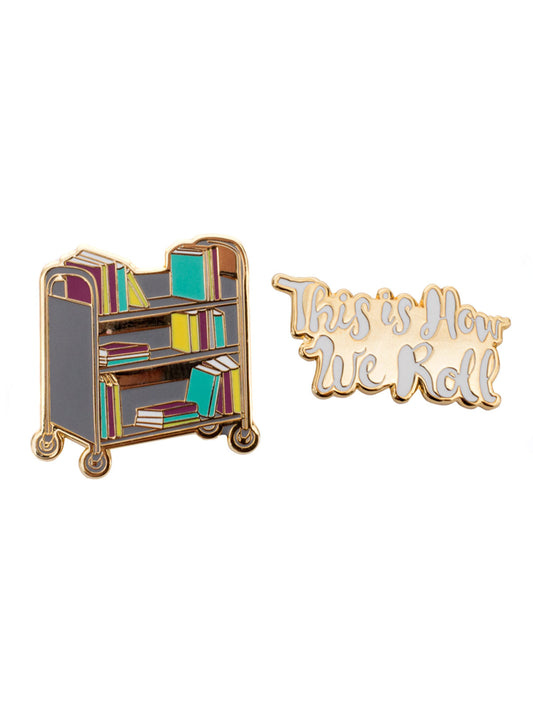 This is How We Roll Book Truck Enamel Pin Set