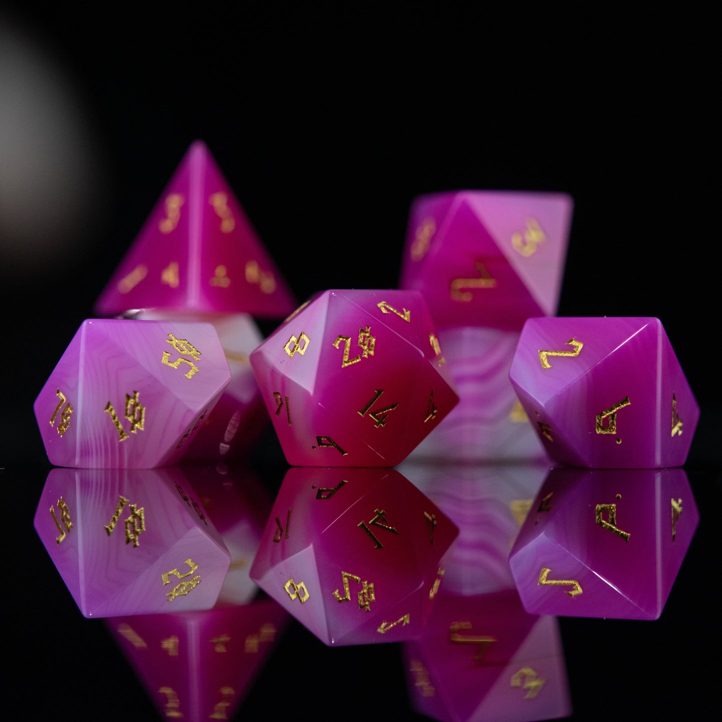 Pre-Order || Pink Agate Stone Dice Set