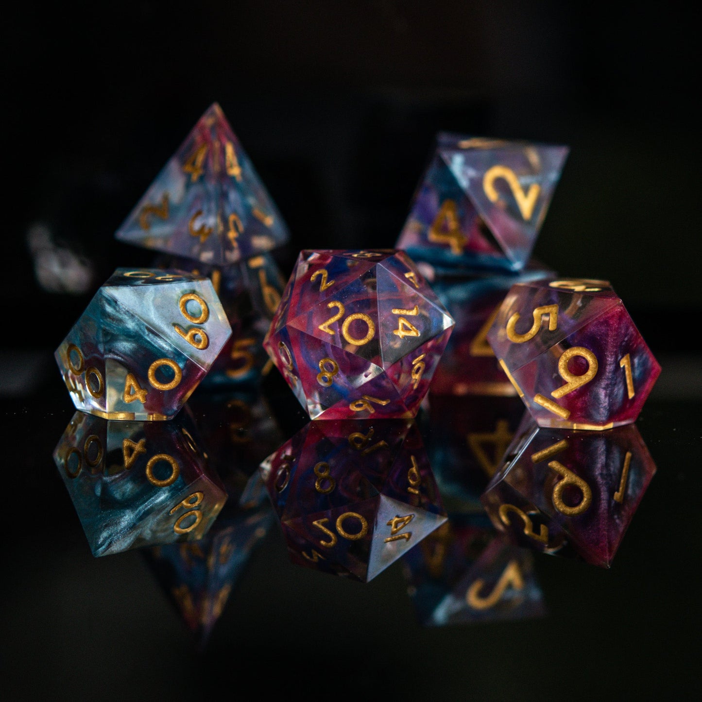 PRE-ORDER || Plasma Gold Sharp-Edged Resin Dice Set