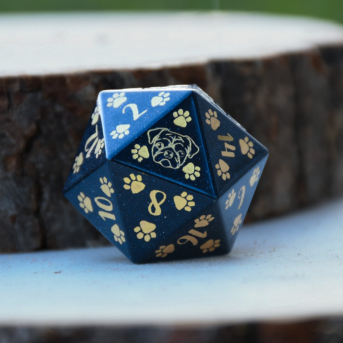 PRE-ORDER || Pug Puppy Paws Blue Sandstone 30mm D20