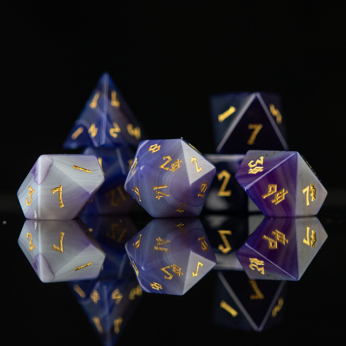 Pre-Order || Purple Agate Stone Dice Set