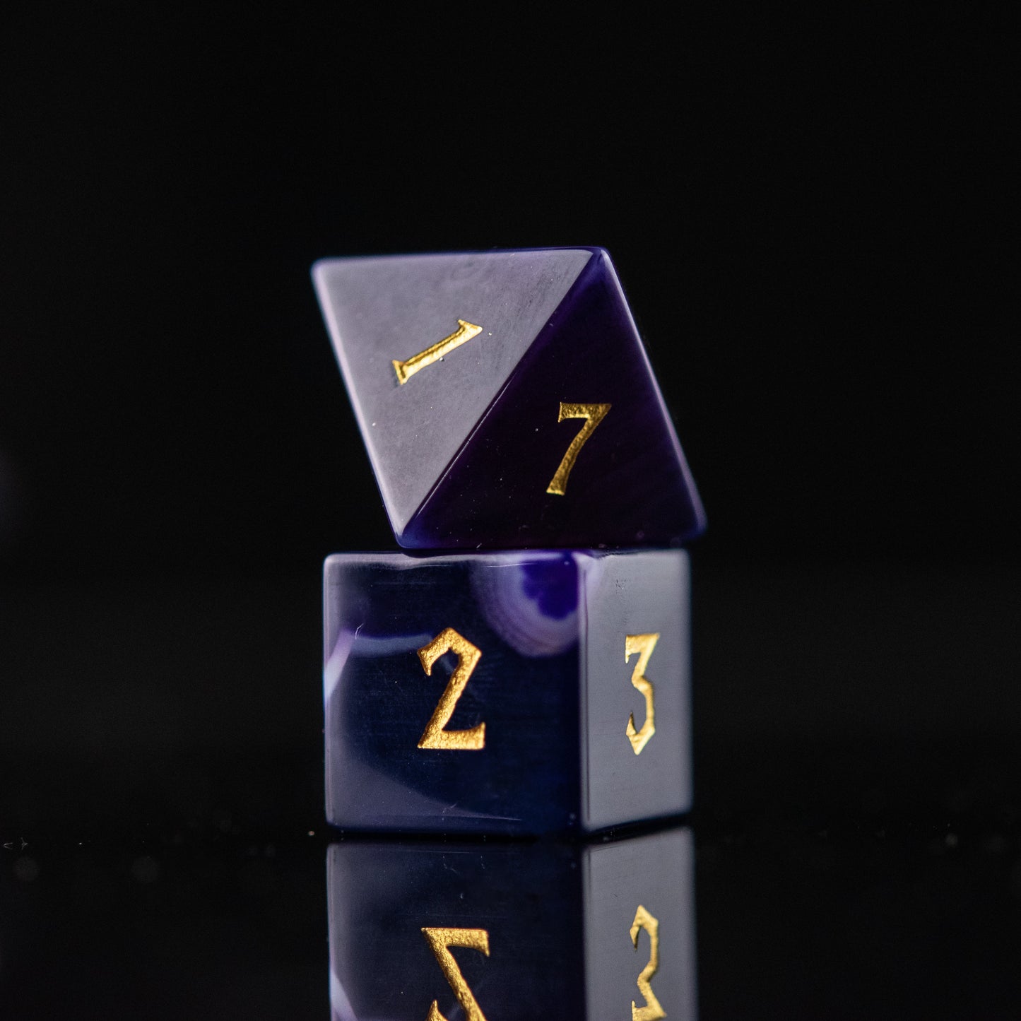 Pre-Order || Purple Agate Stone Dice Set