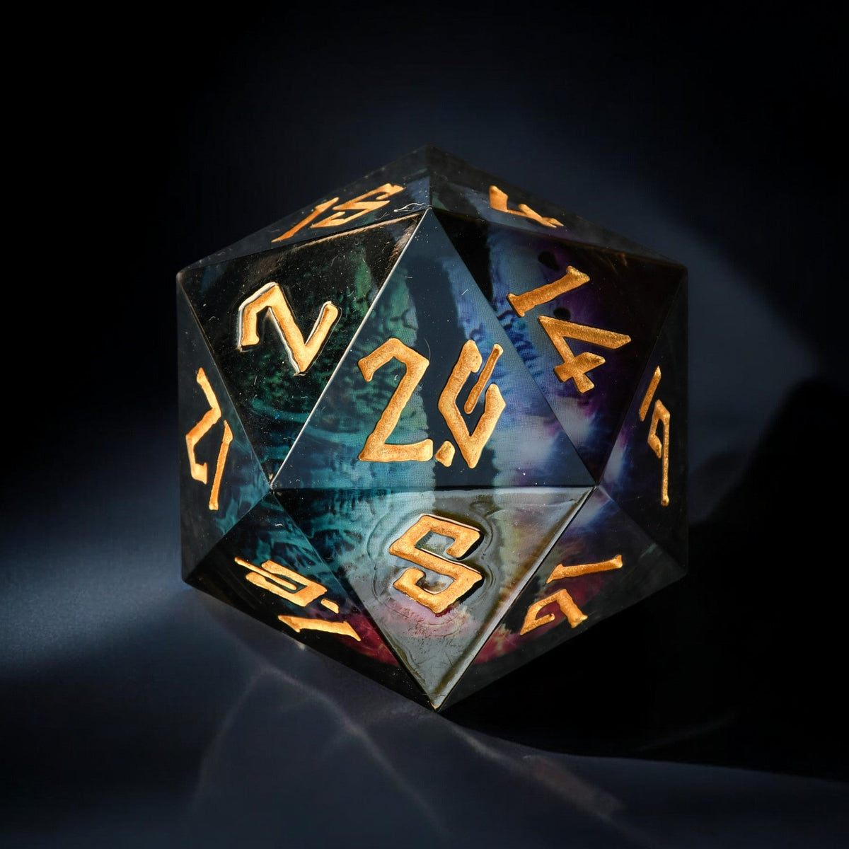 PRE-ORDER || Rainbow Dragon (Black/Gold) Liquid Core 30mm D20