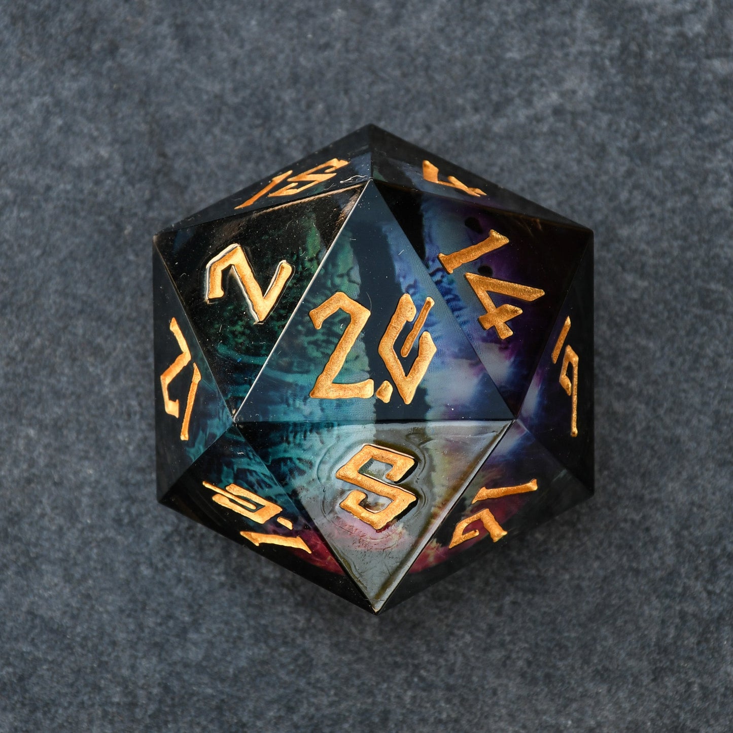 PRE-ORDER || Rainbow Dragon (Black/Gold) Liquid Core 30mm D20