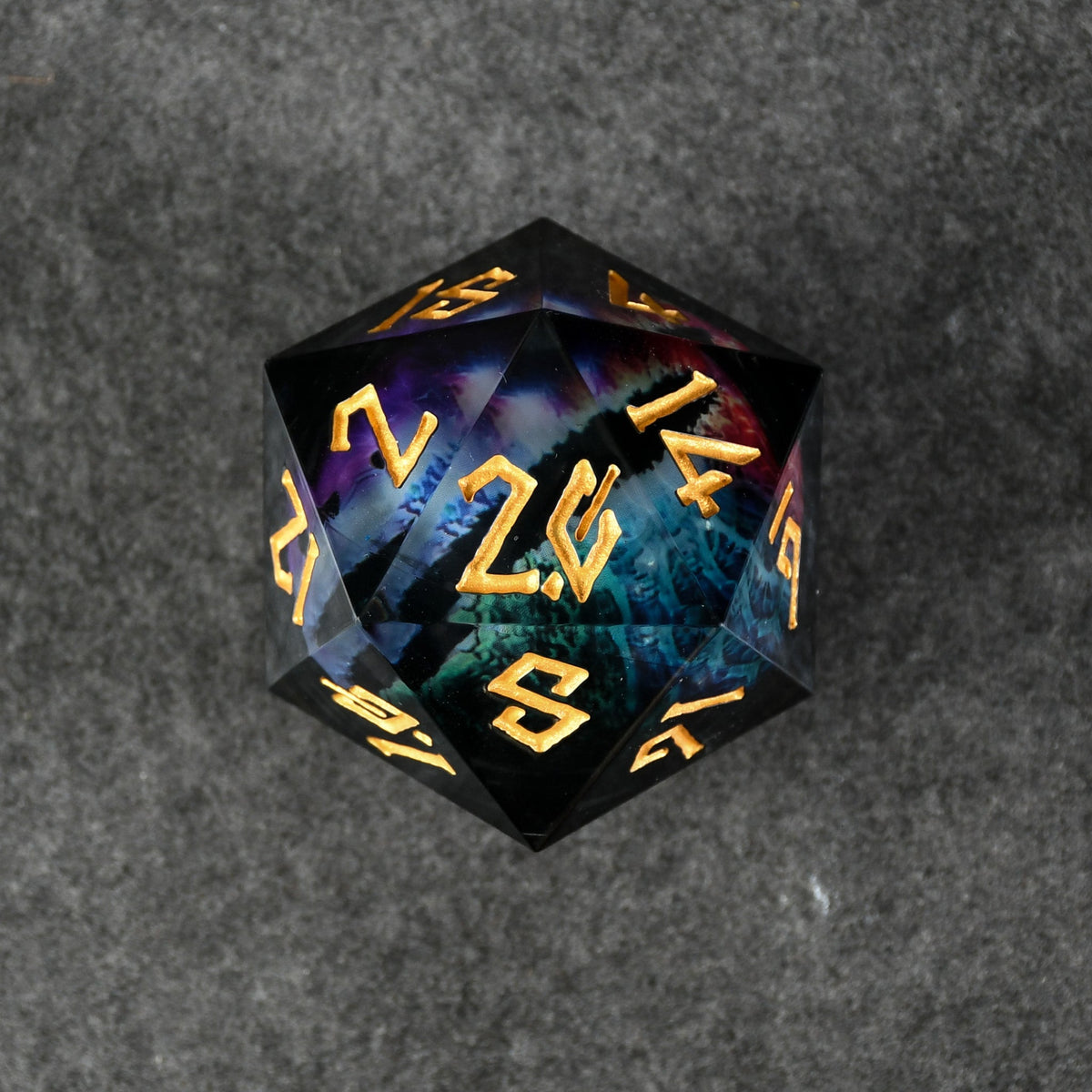 Pre-Order|| Rainbow Dragon (Black/Gold) Liquid Core 50mm D20