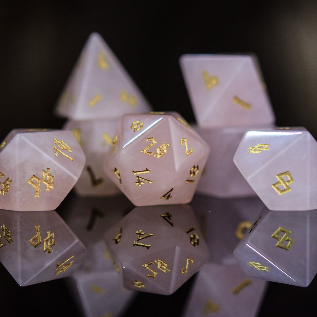 Pre-Order || Rose Quartz Stone Dice Set