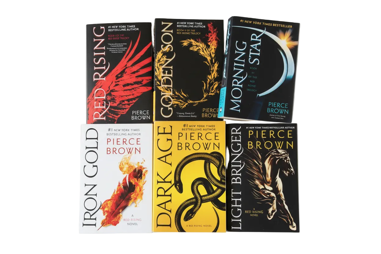 Red Rising Series Paperback Six Book Set Vols: 1-6: Red Rising, Golden Son, Morning Star, Iron Gold, Light Bringer, Dark Age - by Pierce Brown - Paperback, Trade, USA by Penguin Random House