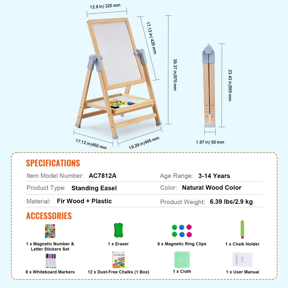 Magnetic Drawing Board Easel – Educational Art Toy for Kids
