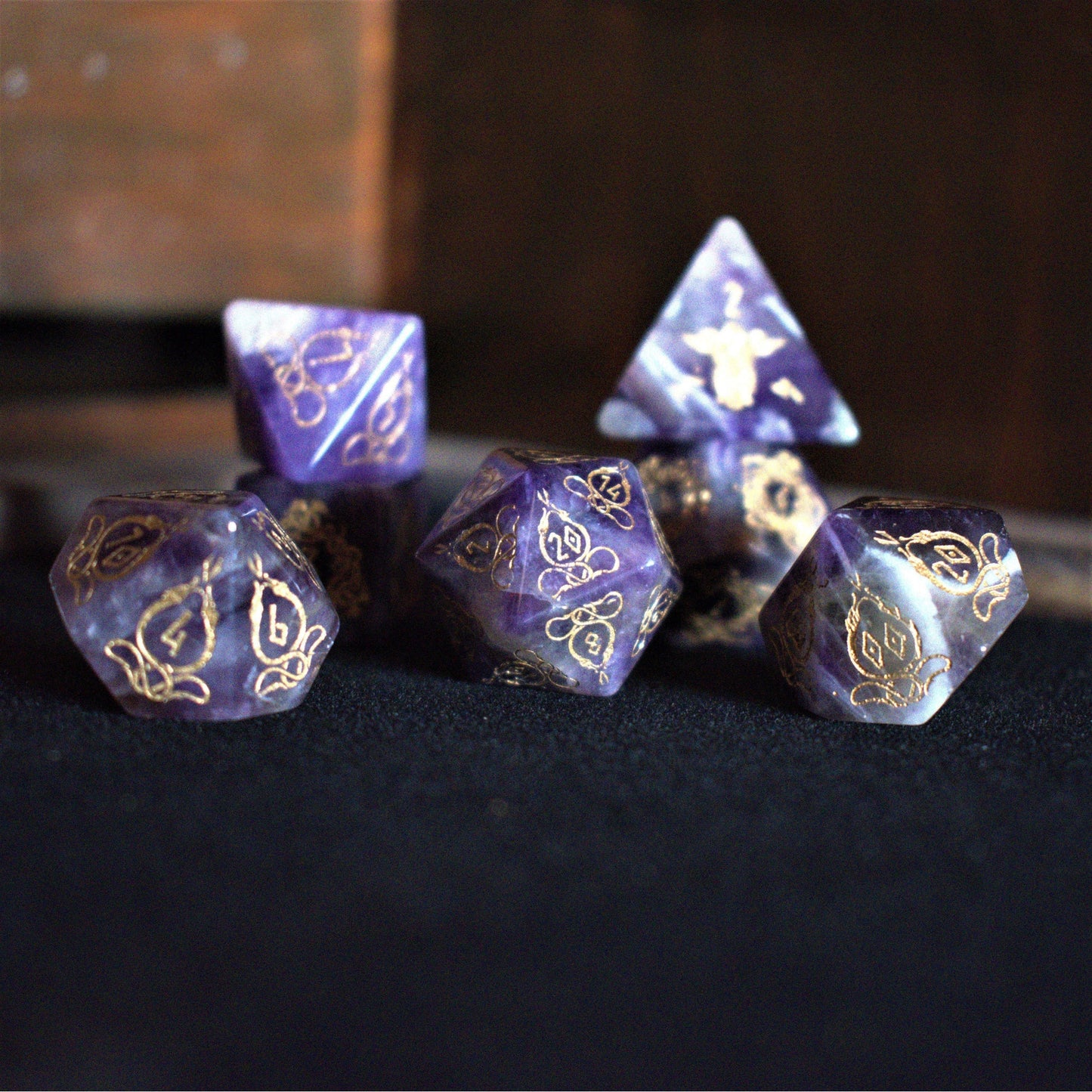 Pre-Order || Serpent of Midgard Amethyst Dice Set