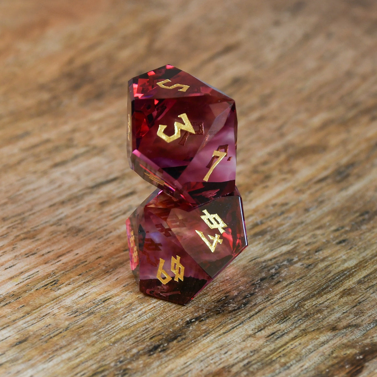 Pre-Order || Strawberry Multifaceted Glass Dice Set
