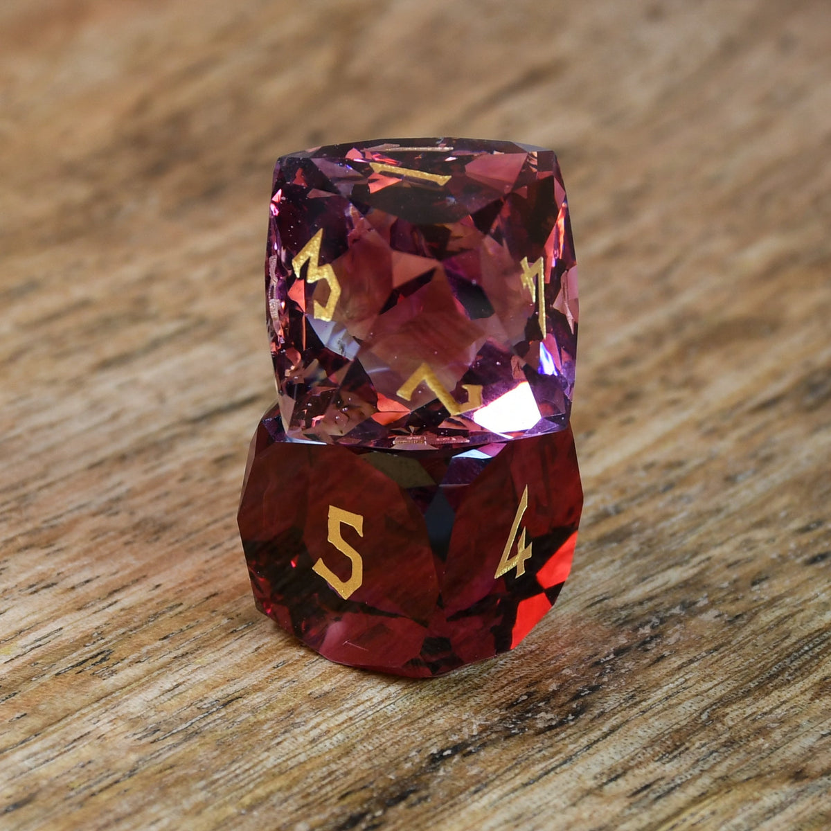 Pre-Order || Strawberry Multifaceted Glass Dice Set