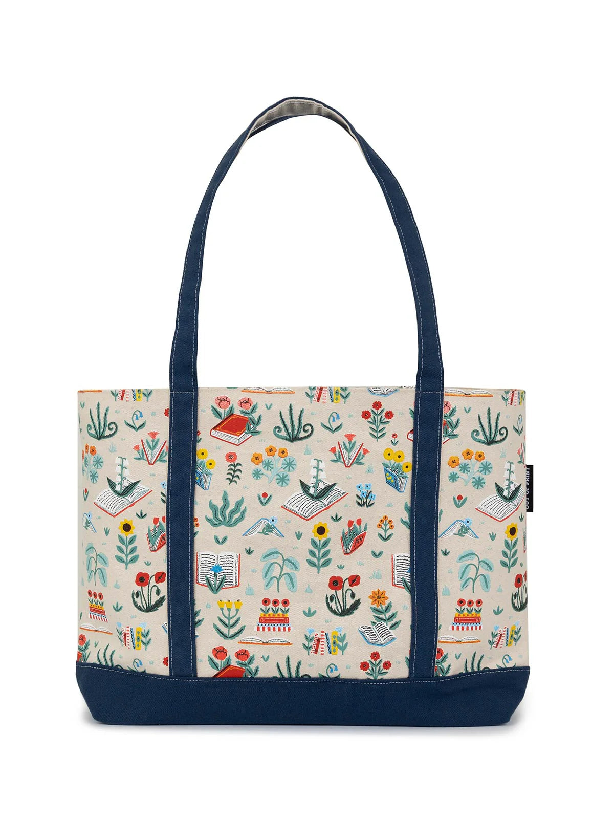 Books & Blooms Boat Tote - Zippered