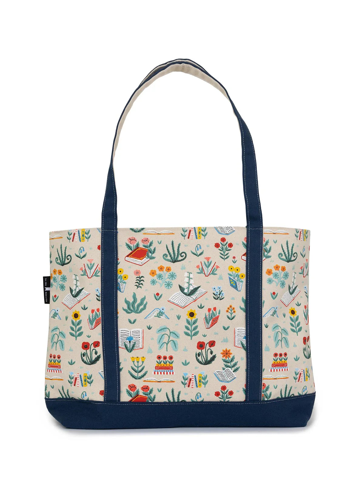 Books & Blooms Boat Tote - Zippered