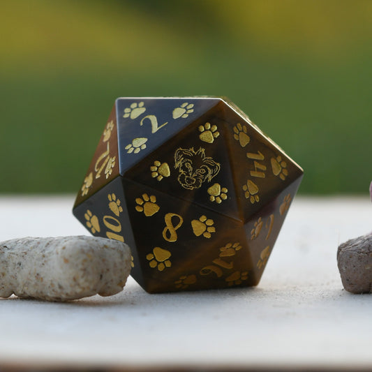 PRE-ORDER || Terrier Puppy Paws Tigers Eye 30mm D20