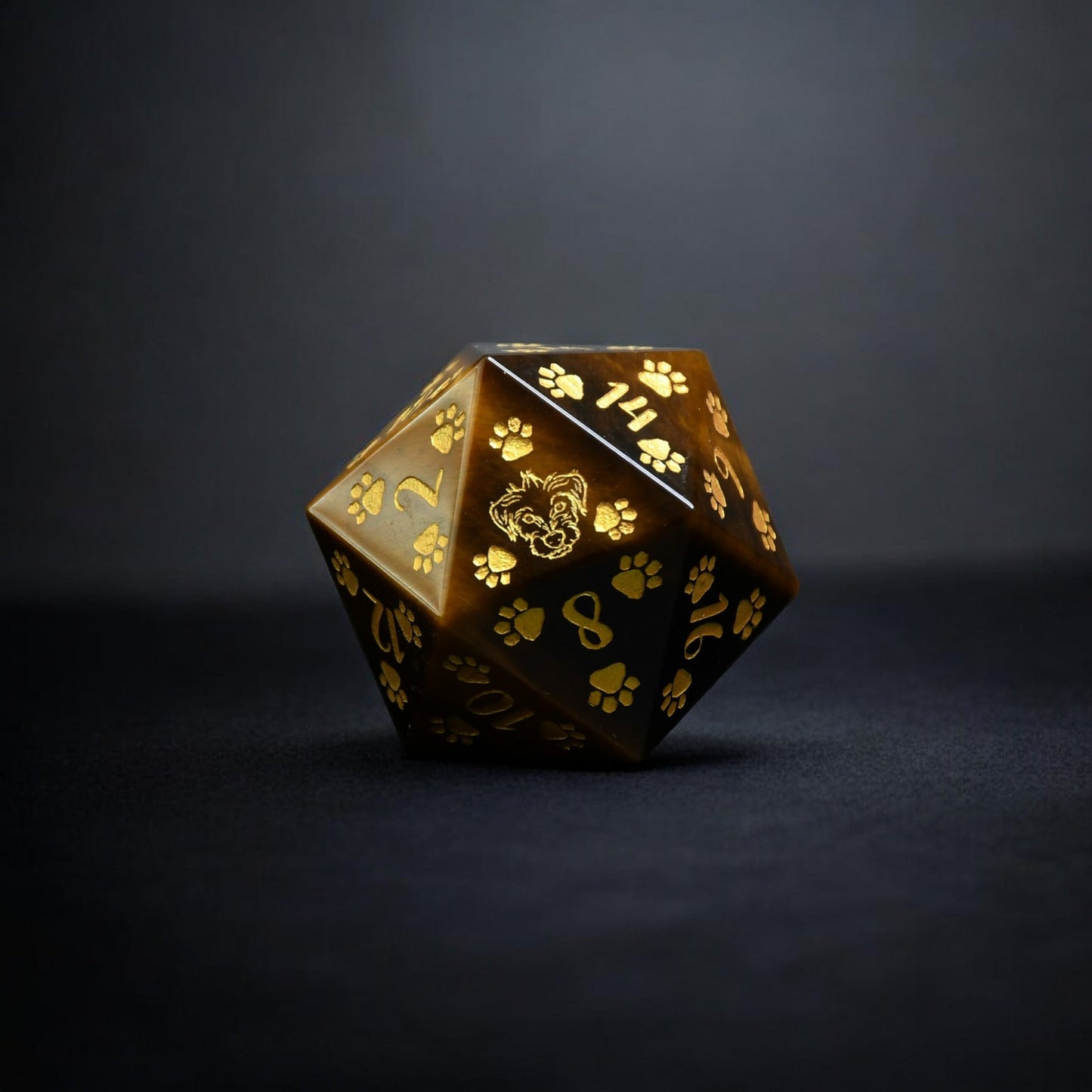 PRE-ORDER || Terrier Puppy Paws Tigers Eye 30mm D20