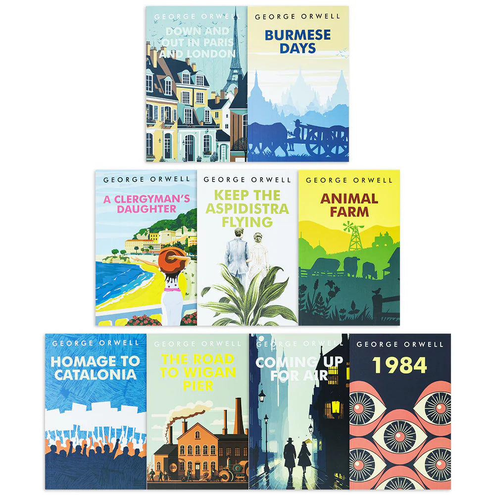 The Greatest Works of George Orwell 9 Book Set Collection - Homage to Catalonia, Burmese Days, 1984 & More