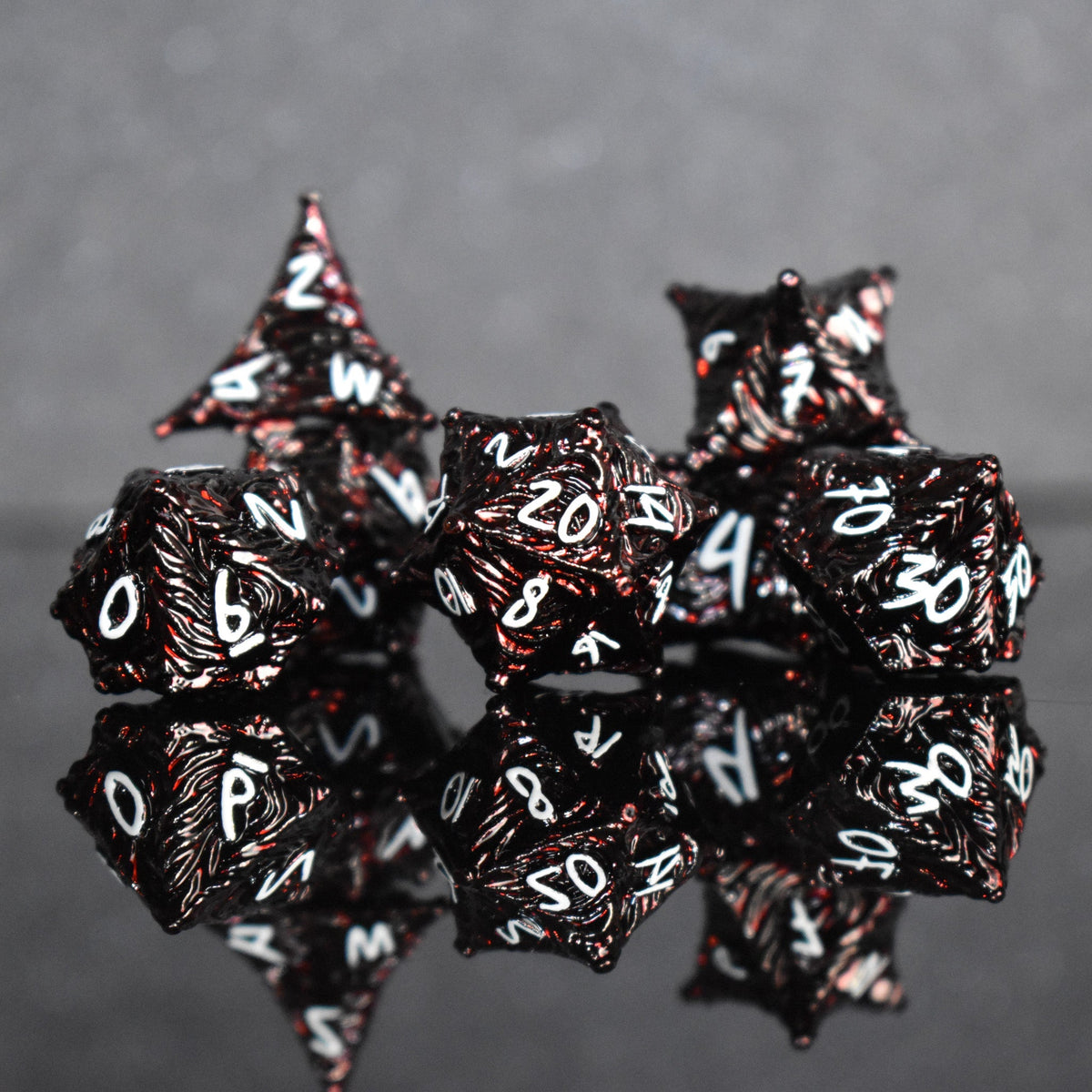 Pre-Order || Vortex Warp Metal Dice Set - Deep Red