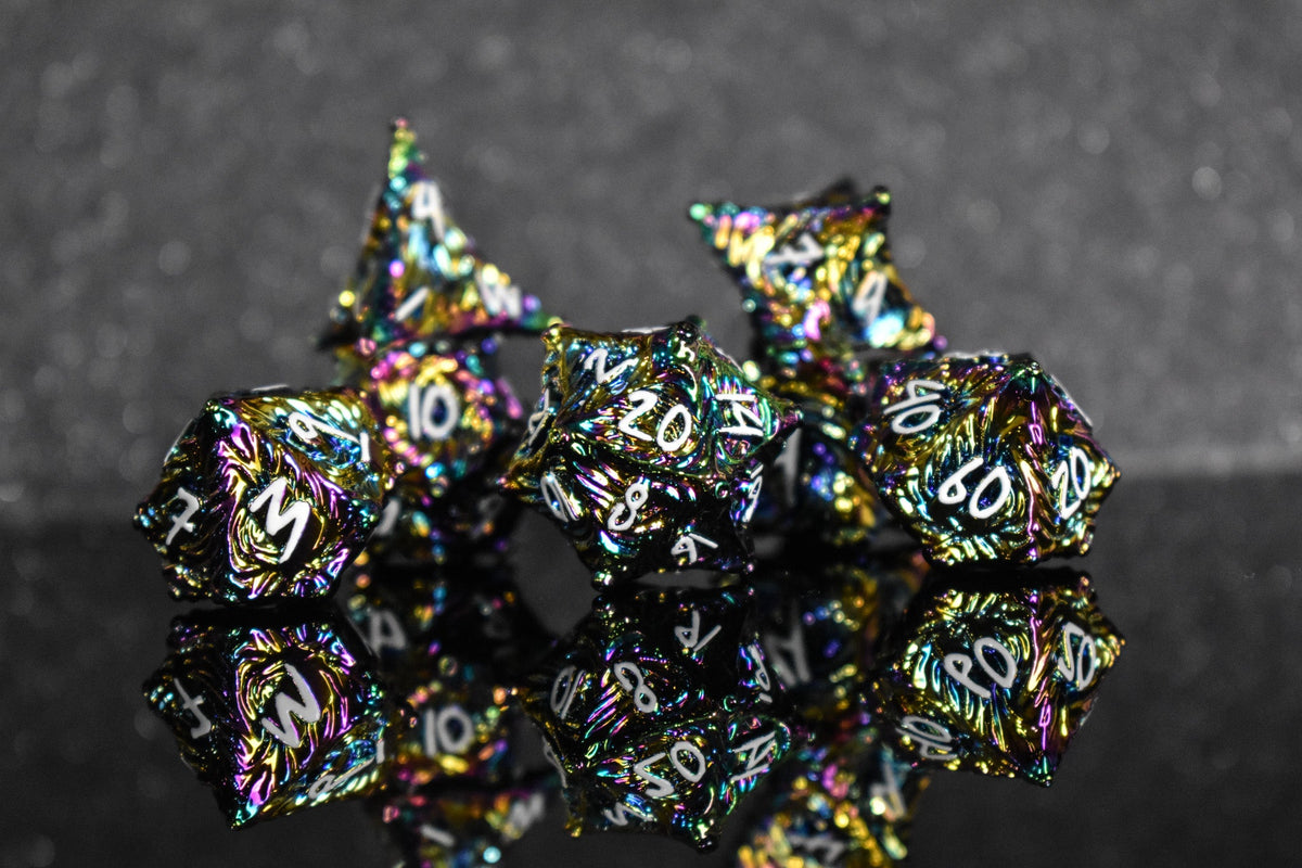 Pre-Order || Vortex Warp Metal Dice Set - Iridescent