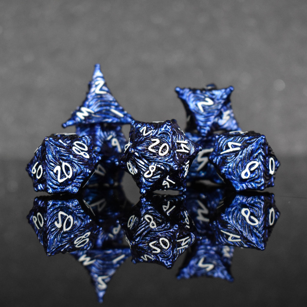Pre-Order || Vortex Warp Metal Dice Set - Pearlescent Blue